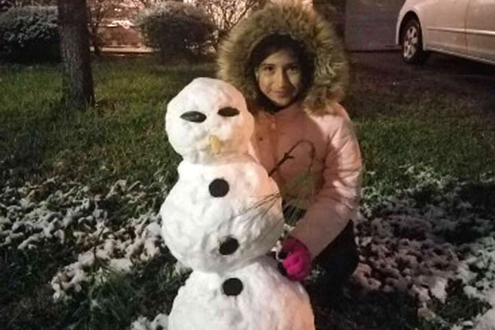 Muchos aprovecharon el raro evento para tomarse fotos, jugar con la nieve y construir el tradicional muñeco navideño.