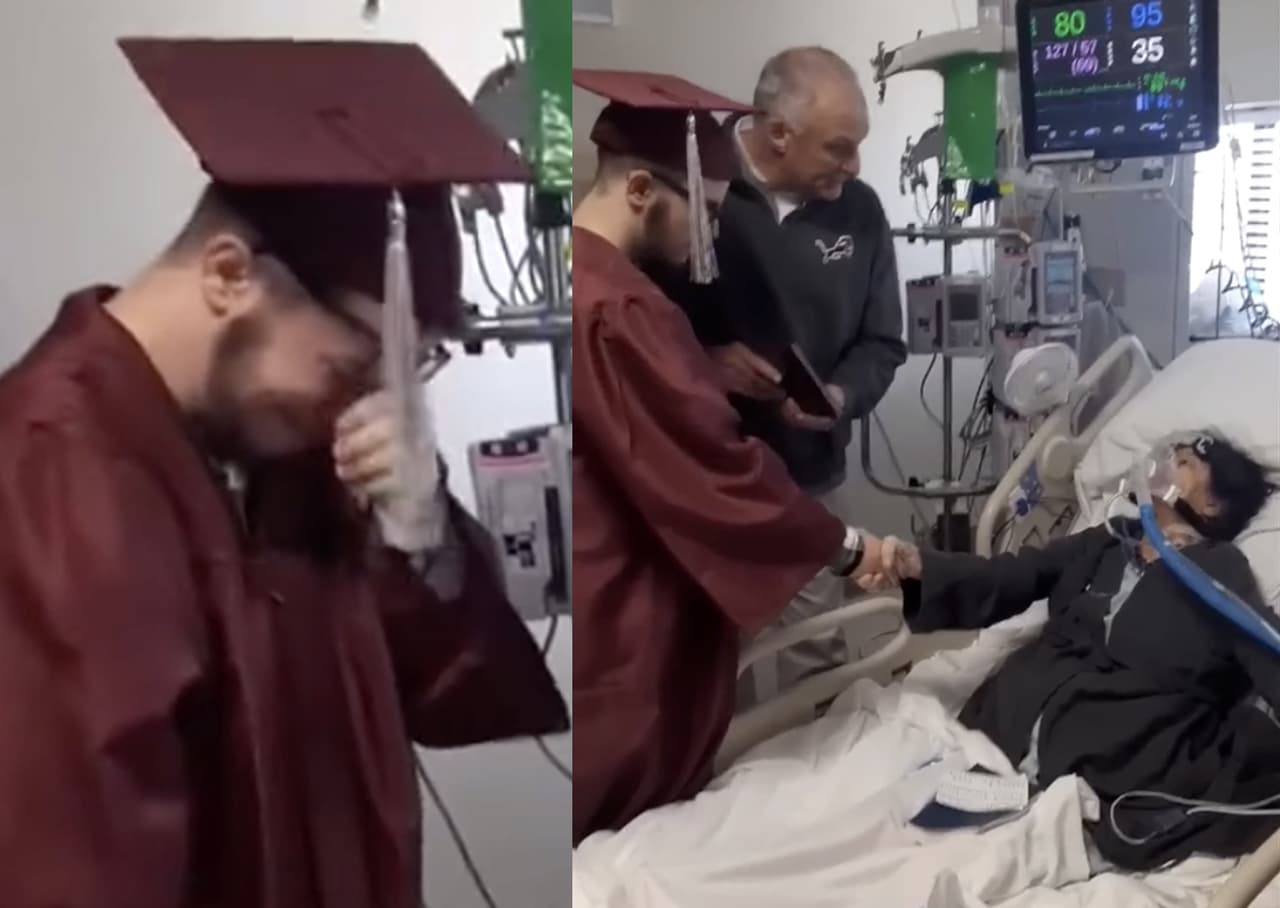 Chico cumple último deseo de su madre y se gradúa en el hospital: ella quería estar presente