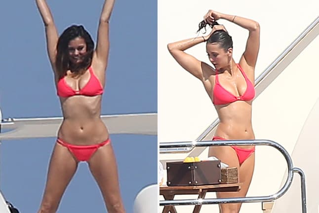 La actriz fue captada al lado de su novio, presumiendo sus encantos con un mini bkini.