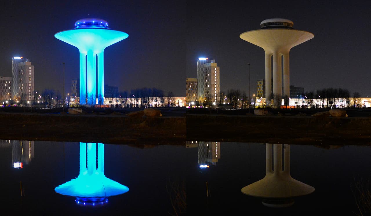 Una combinación de fotografías muestra la Torre Hyllie water, en Suecia.