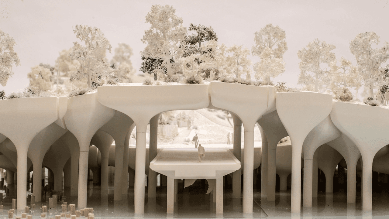 El terreno estará situado a 15 pies sobre el río Hudson, apoyado sobre 132 estructuras individuales de soporte de hormigón que emergen del agua y sirven de base para el parque.