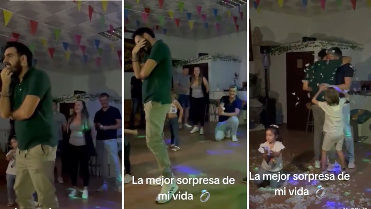 Esos niños solo ven amor": Hombre pide matrimonio a su novio frente a toda su familia y el video te hará llorar