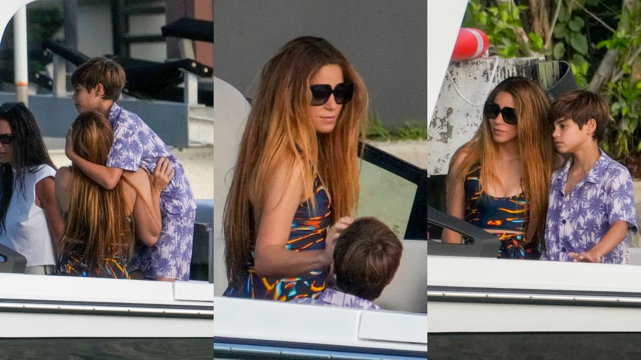 Milan abrazó con cariño a Shakira antes de dar el paseo en yate.