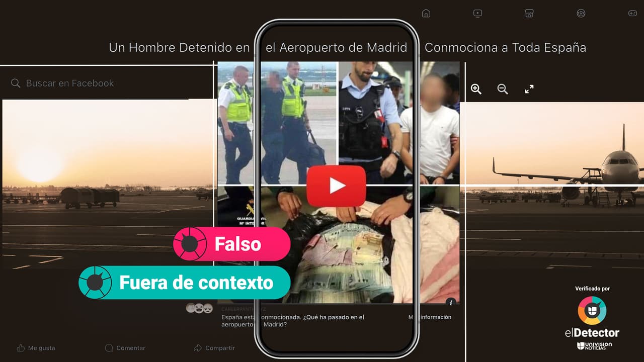 Esas imágenes no son de una detención en el aeropuerto de Madrid “que conmociona a toda España”