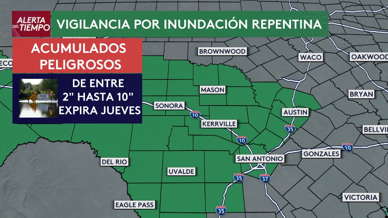 <b>Fuertes lluvias llegarán al centro de Texas desde la noche de este lunes y continuarán hasta la mañana del jueves</b>, aumentando el riesgo de
<b>inundaciones repentinas</b> en varias comunidades, especialmente en zonas donde se esperan los mayores acumulados de precipitación.