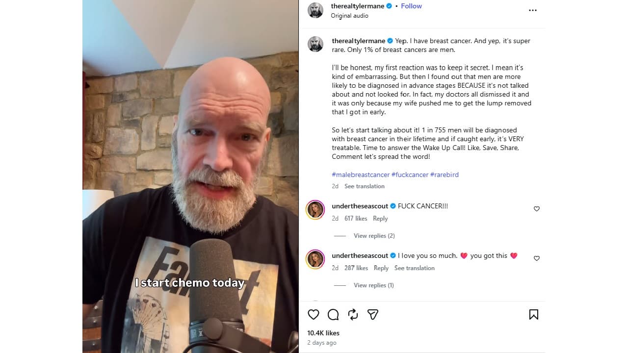 Tyler Mane informó que padece cáncer de mama.