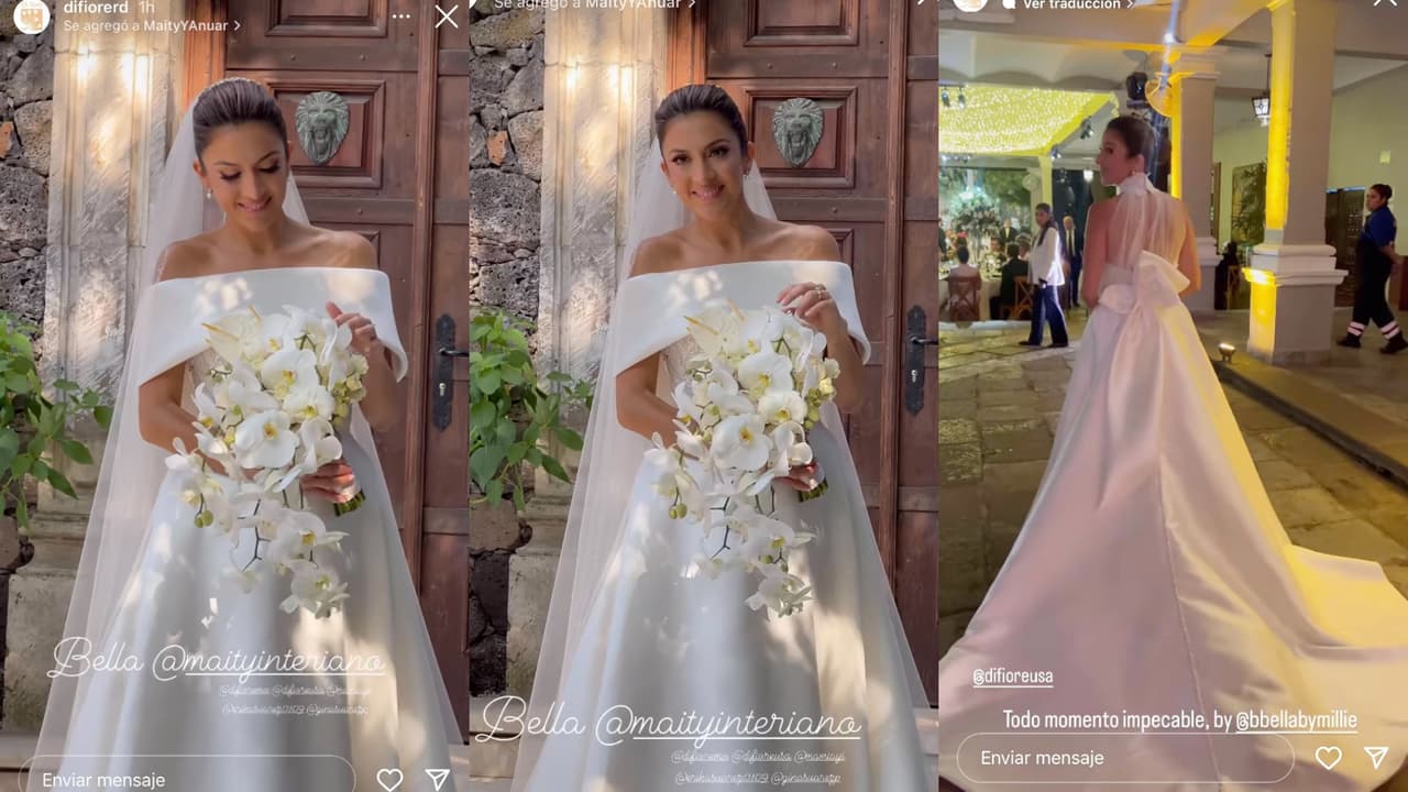 Maity Interiano con el vestido de novia en todo su esplendor.