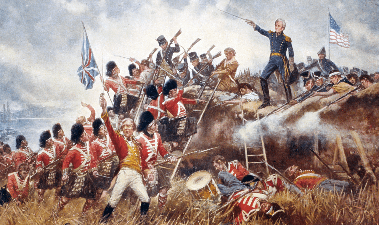 Grabado de Edward Percy Moran que muestra a Jackson durante la Batalla de Nueva Orleans.