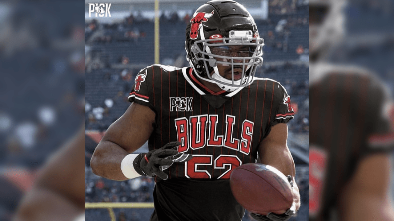 <b>Khalil Mack</b>
<br>El linebacker de los Chicago Bears tendría esta apariencia si se ocuparan los colores de Chicago Bulls.