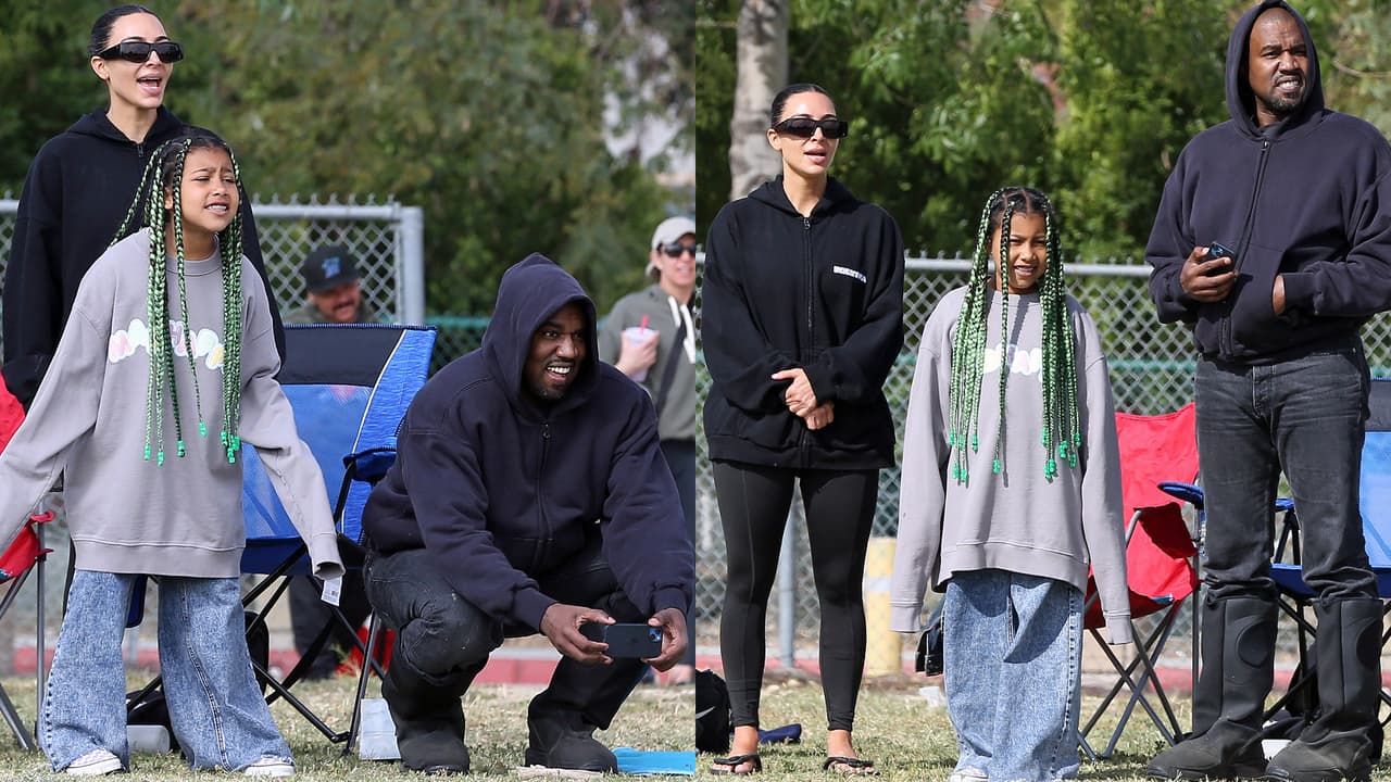 ¿Y sus pleitos? Las fotos de Kim Kardashian y Kanye West juntos en un partido de futbol