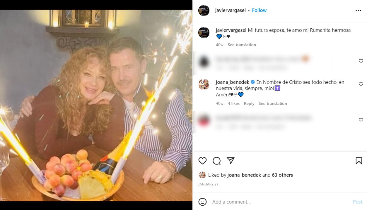 Por su parte, el 27 de enero, Vargas compartió esta fotografía en la que deja ver que ya estarían comprometidos: "
<b>Mi futura esposa</b>, te amo mi rumanita hermosa".
<br>