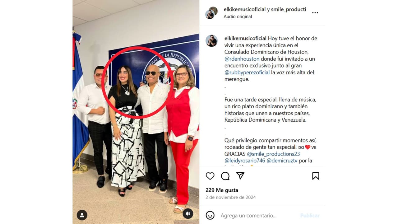 Rubby Pérez en un evento del Consulado Dominicano de Houston en 2024.