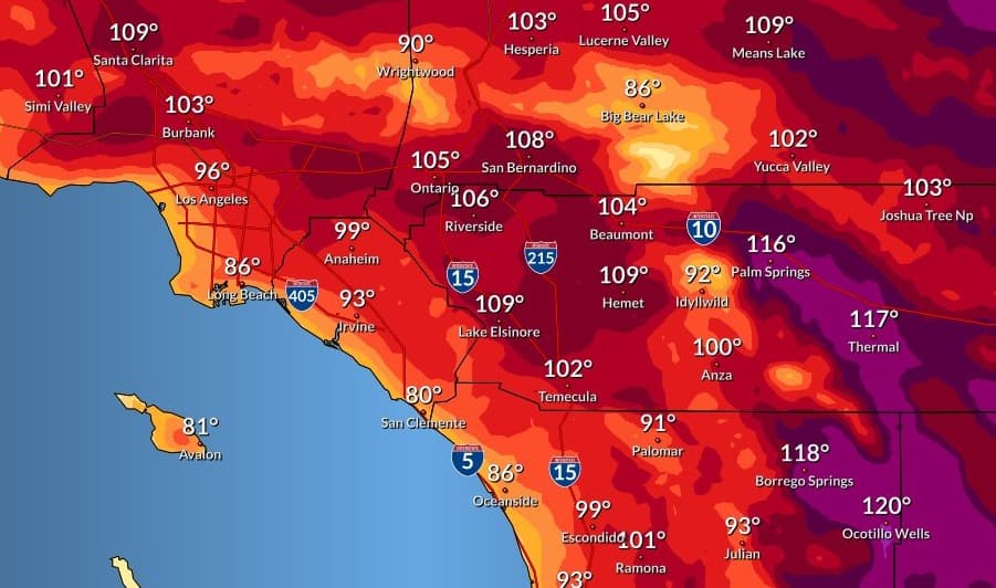 Advertencia por calor excesivo y amenaza de incendios este viernes en Los Ángeles