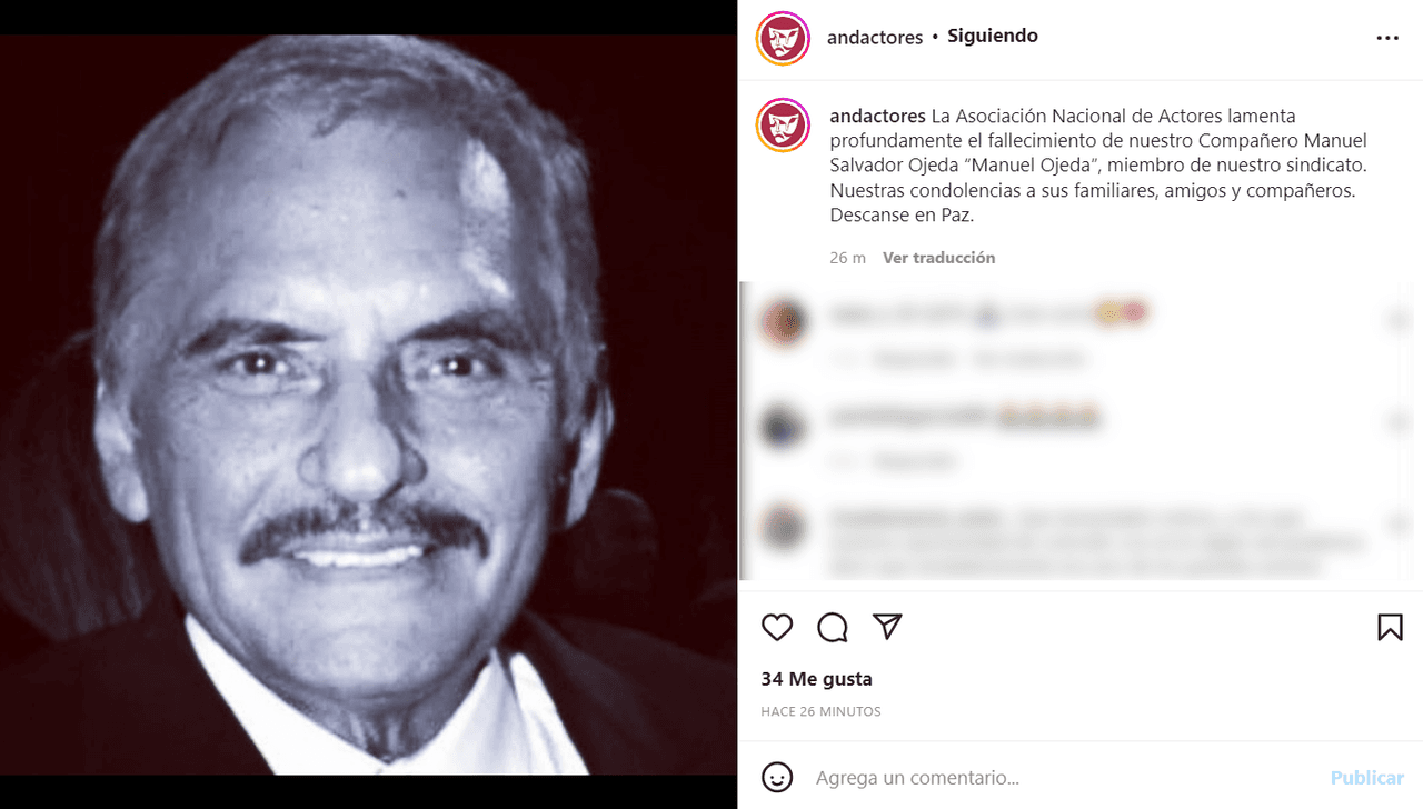 Muere el actor Manuel Ojeda, famoso por su legado en el cine, teatro y la televisión mexicana.