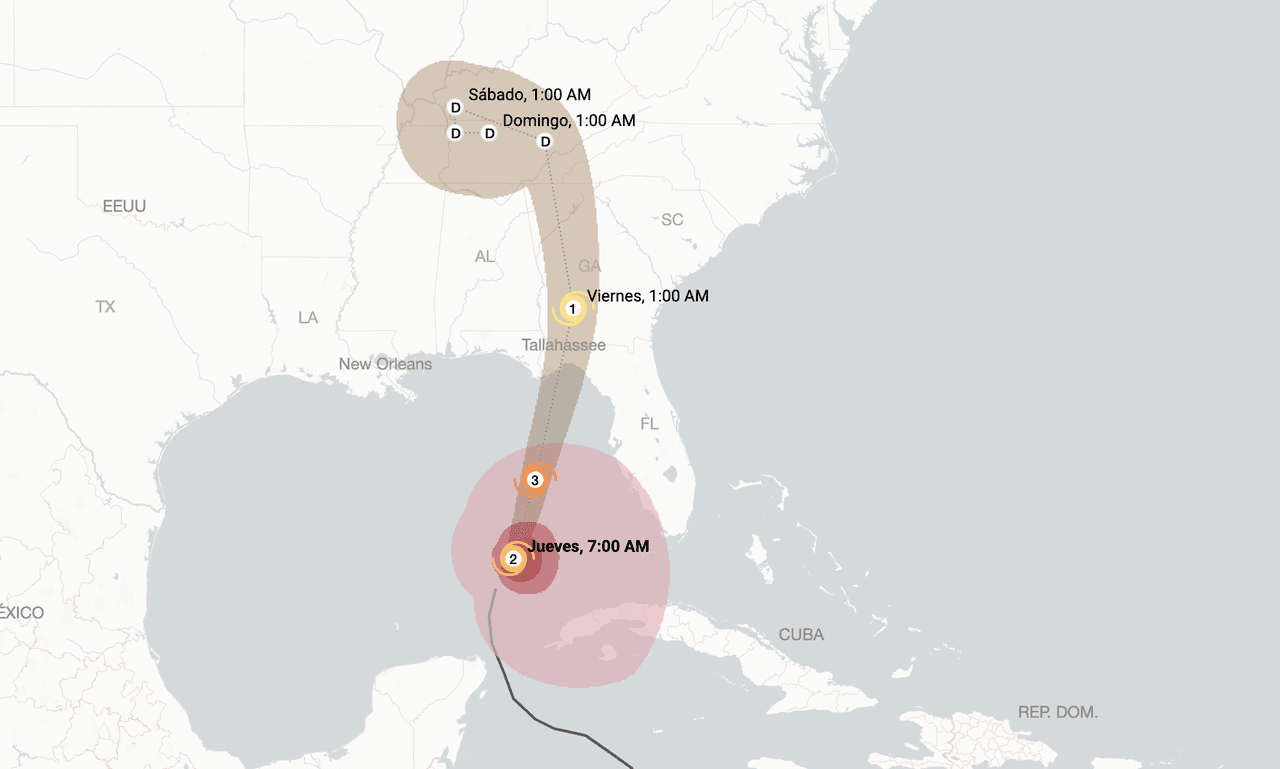 En vivo, trayectoria huracán Helene: el ciclón se degrada a tormenta tropical
