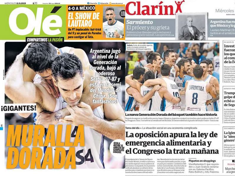 Portadas de los medios en Argentina.