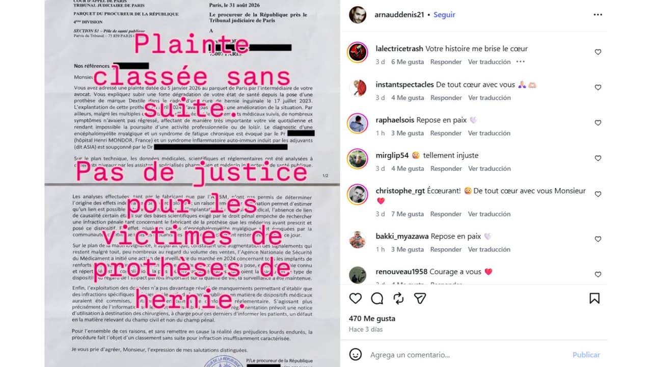 "Denuncia archivada sin curso. No hay justicia para las víctimas de prótesis para hernias".