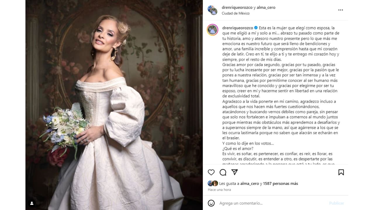 Así fue el vestido de novia de Alma Cero.