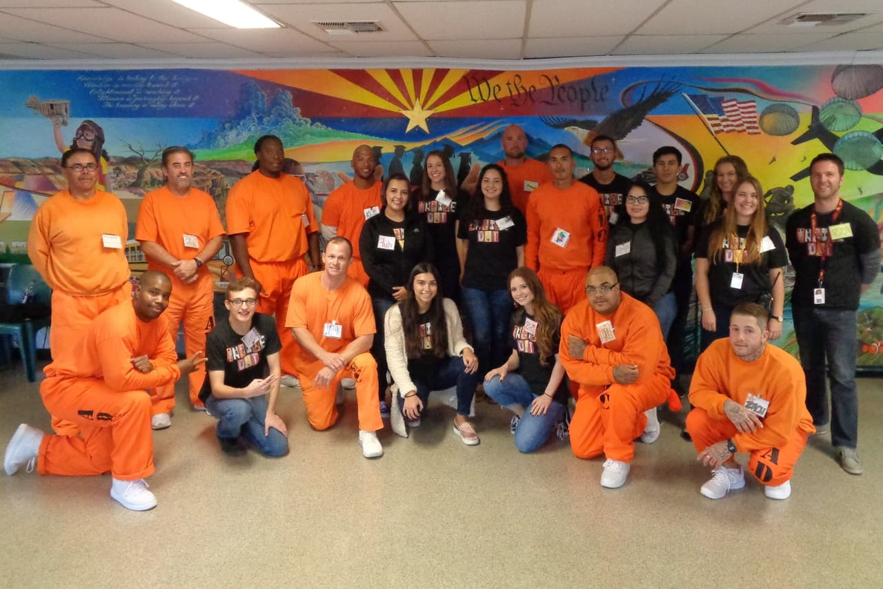 A group of students from the Inside-Out program in Arizona. Zachary Manuz is at lower right.
