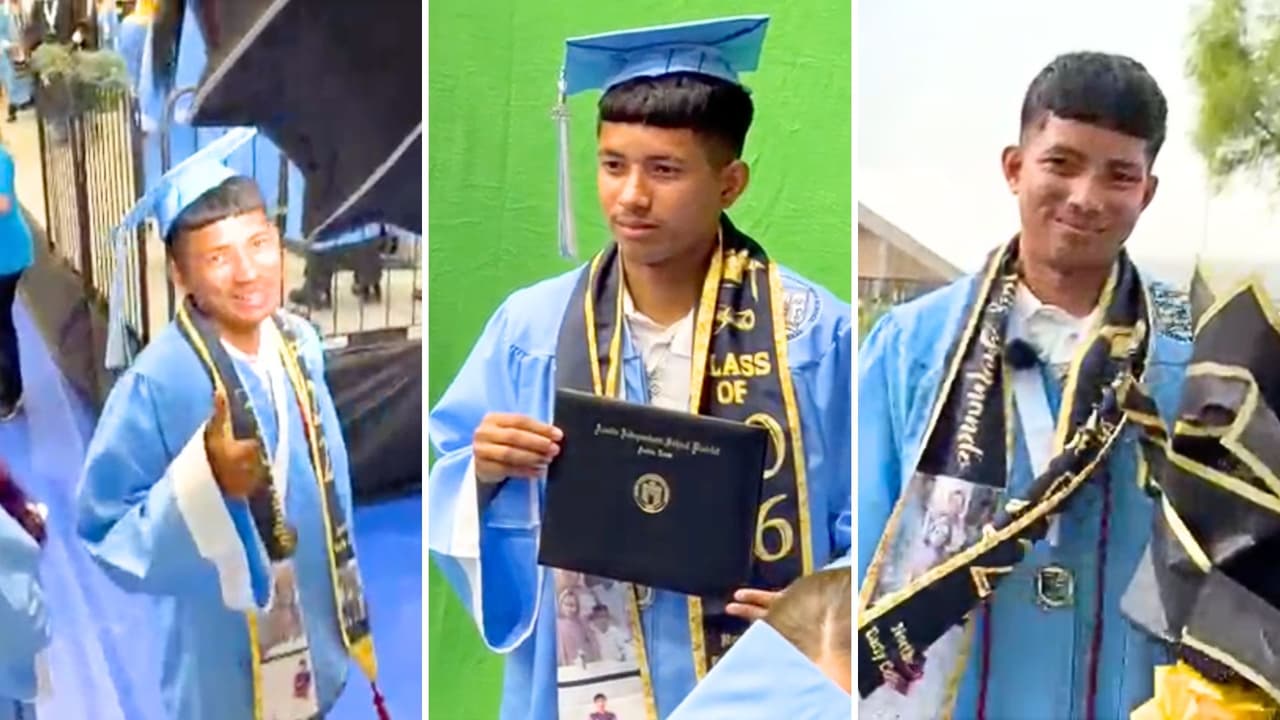A días de que ICE le arruinara su sueño, el adolescente Luis Fernando Cabrera por fin se gradúa de preparatoria