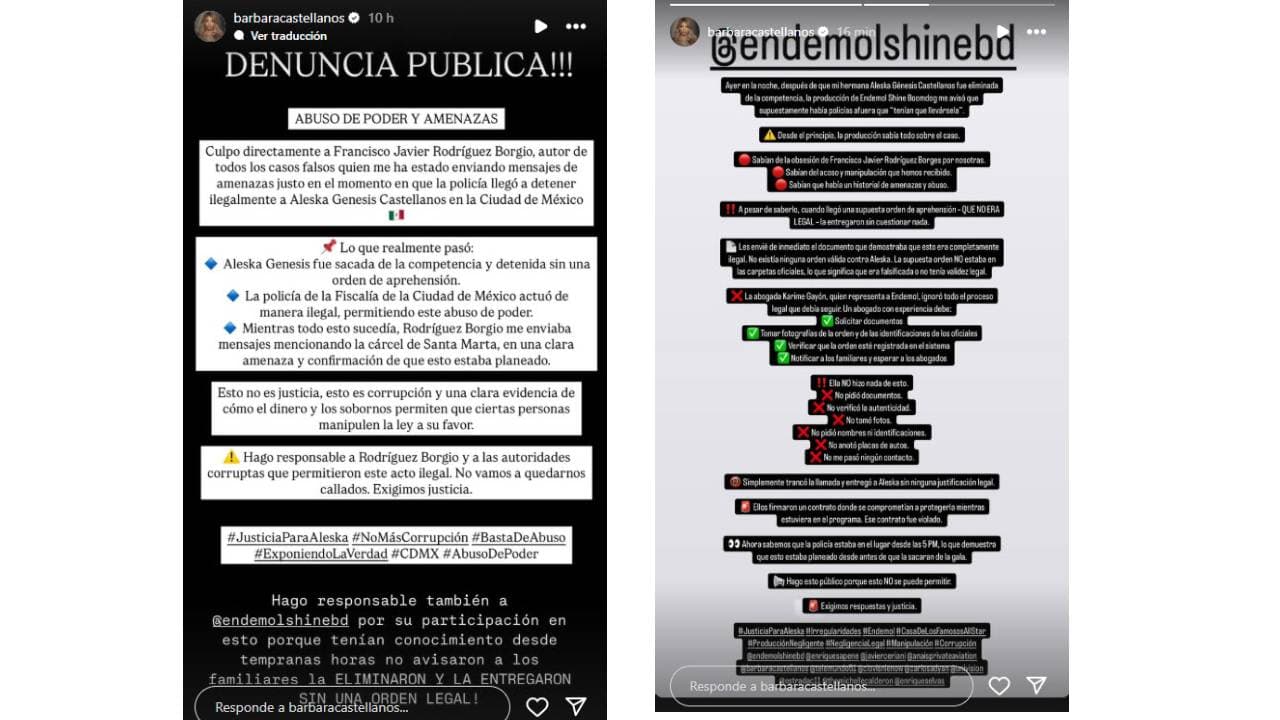 Bárbara Castellanos, hermana de Aleska Genesis, reacciona a su arresto.