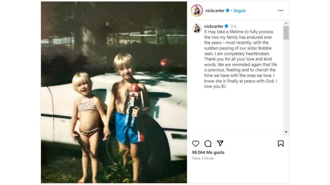 Nick Carter honró a su hermana Bobbie Jean tras su muerte.