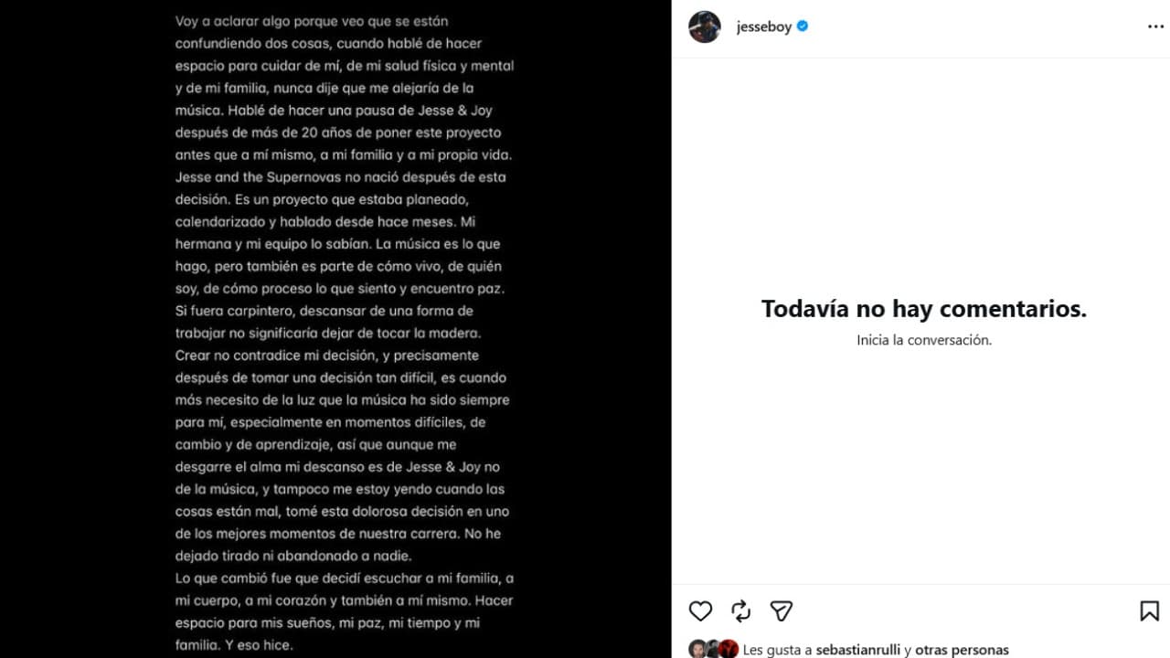 Jesse Huerta explica el lanzamiento de su nueva banda musical.