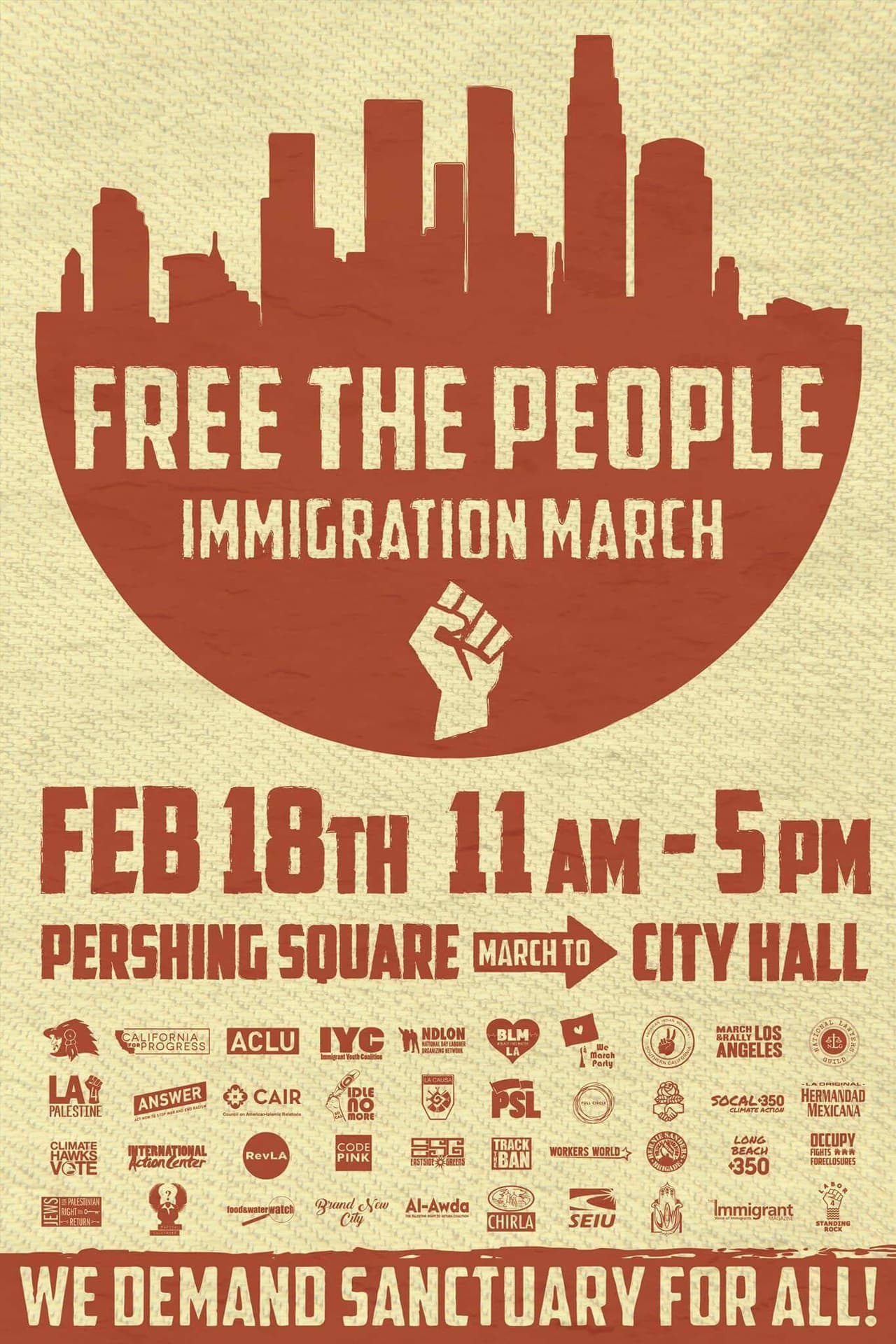 Volante de la marcha "Free the people" contra Trump.