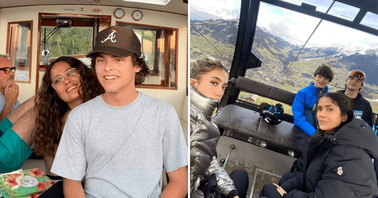 Salma Hayek y su hijastro, Augustin James Evangelista