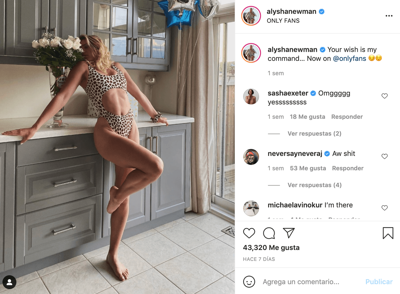 “Sus órdenes son comandos para mí. Ahora en Onlyfans”, publicó en su cuenta de Instagram con cerca de medio millón de seguidores.