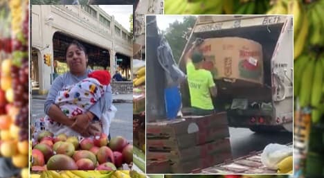 Autoridades destruyen frutas y verduras frescas de vendedora ambulante en el Bronx por no tener permiso