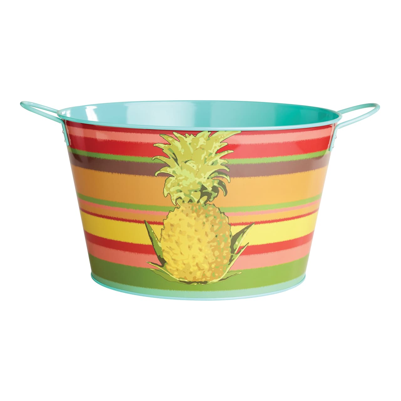 La presencia de la piña en las pool parties se ha vuelto de lo más natural. Pero no hay por qué dejarlo sólo en los trajes de baño, toallas y flotantes: una tinaja que puedes llenar de hielos para mantener las bebidas a la temperatura perfecta es un must y el diseño súper trendy de ésta, la convierte en la ideal para esta temporada. De venta en: World Market. Precio: 19.99 USD