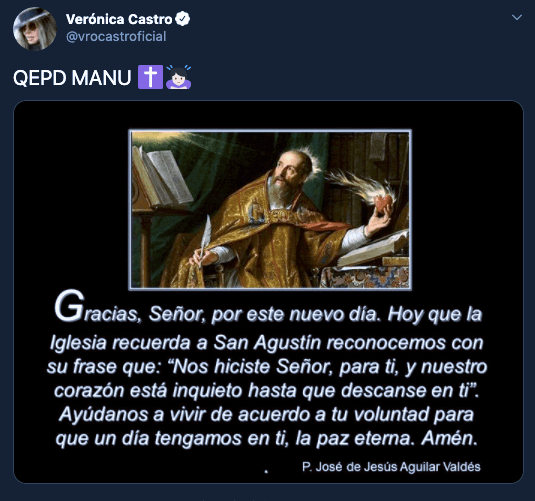 La actriz fue la primera celebridad en publicar en sus redes sociales que lamentaba el fallecimiento del padre de su hijo Cristian.