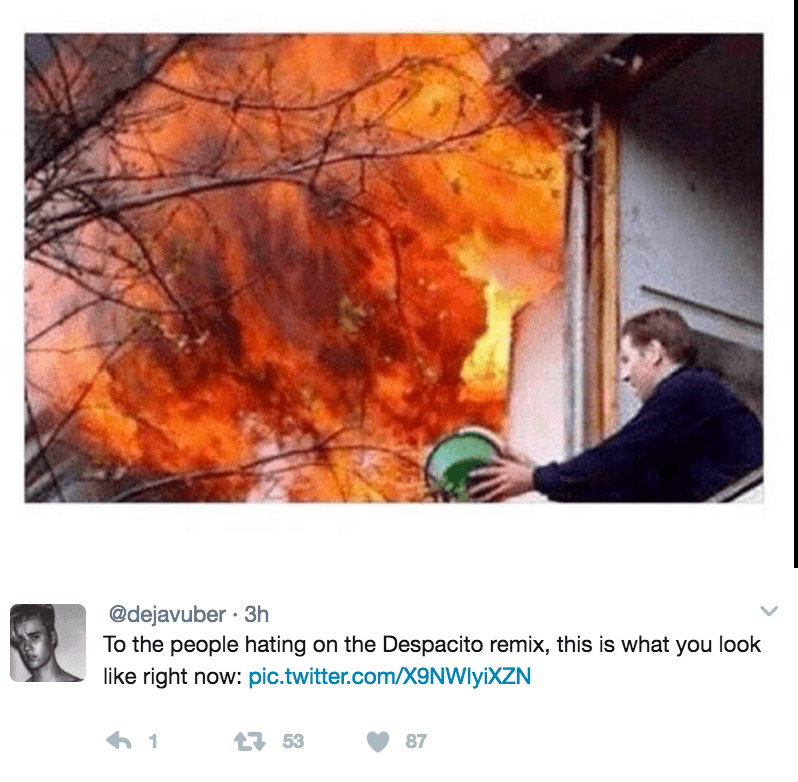 "Así luce la gente que odia 'Despacito' en este momento".