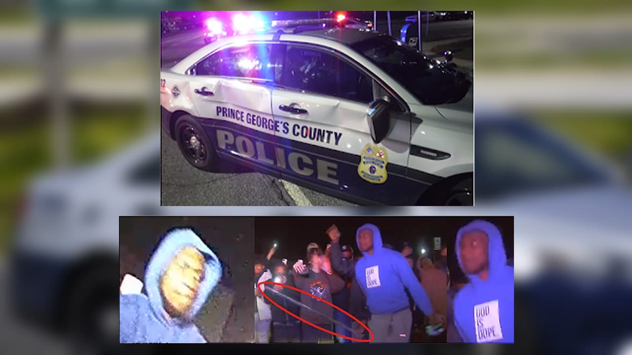 Vandalismo en Prince George: Una multitud golpea una patrulla con un oficial adentro