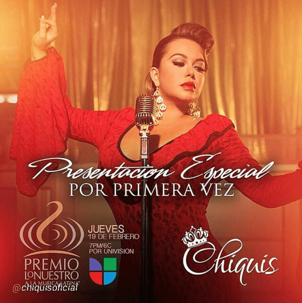 En el 2015, durante la entrega número 27 de
<b><a href="https://www.univision.com/especiales/premio-lo-nuestro/*">Premio Lo Nuestro</a></b>,
<b>Chiquis</b> se presentó por primera vez en el escenario de un magno evento.