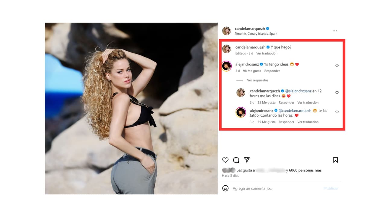 La actriz respondió cada uno de los mensajes del cantante español.