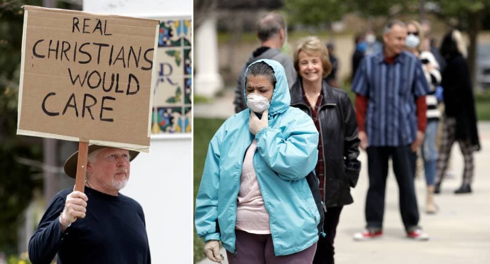 Lugares de culto y expresión política: "Permite solo servicios al aire libre".