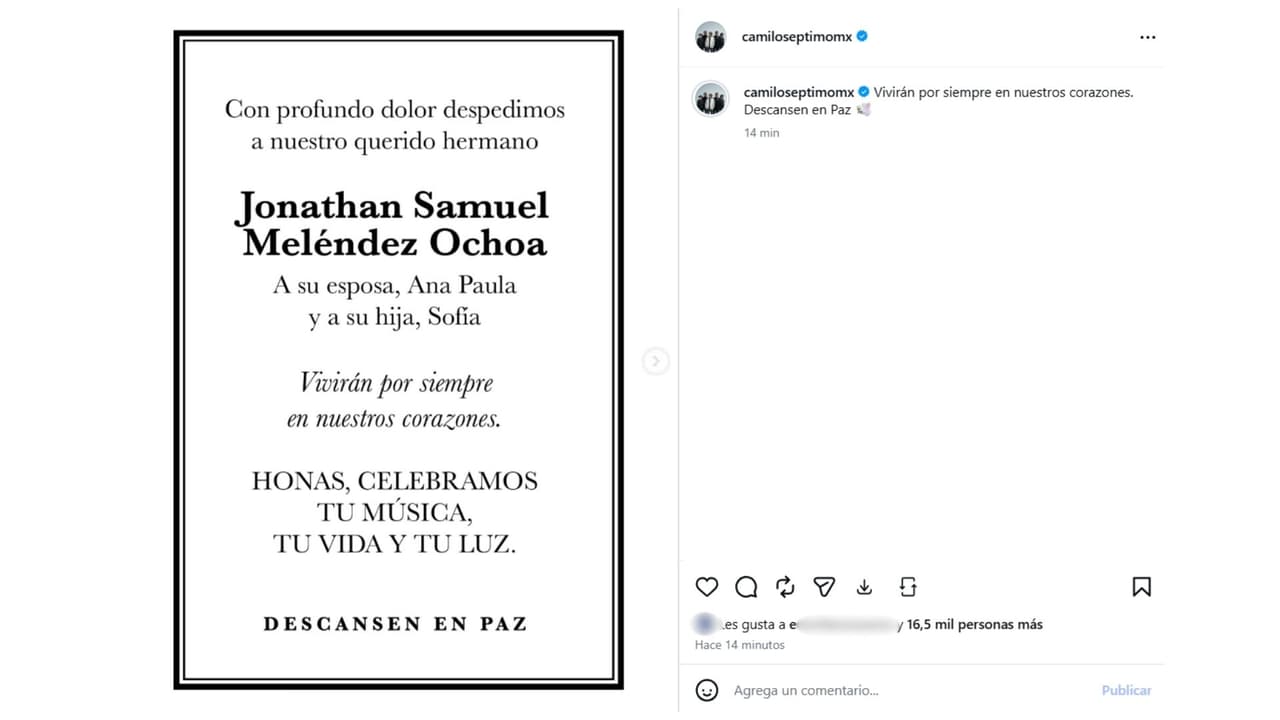 Integrantes de Camilo Séptimo despiden a su tecladista.