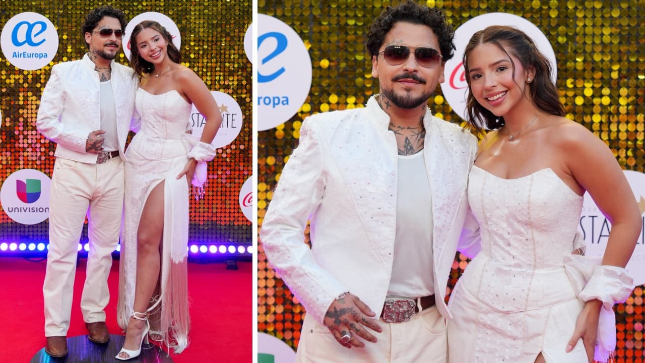 Nodal y Ángela en la alfombra roja de Premios Juventud 2026.