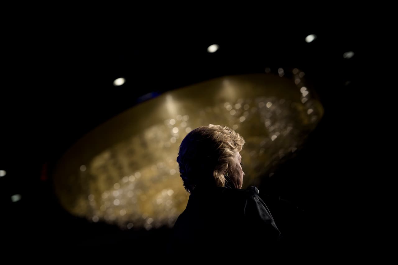 Democratic presidential nominee Hillary Clinton looks on during a fundraiser at the Capitol Hill Hyatt hotel on October 5, 2016 in Washington, DC. / AFP / Brendan Smialowski (Photo credit should read BRENDAN SMIALOWSKI/AFP/Getty Images)