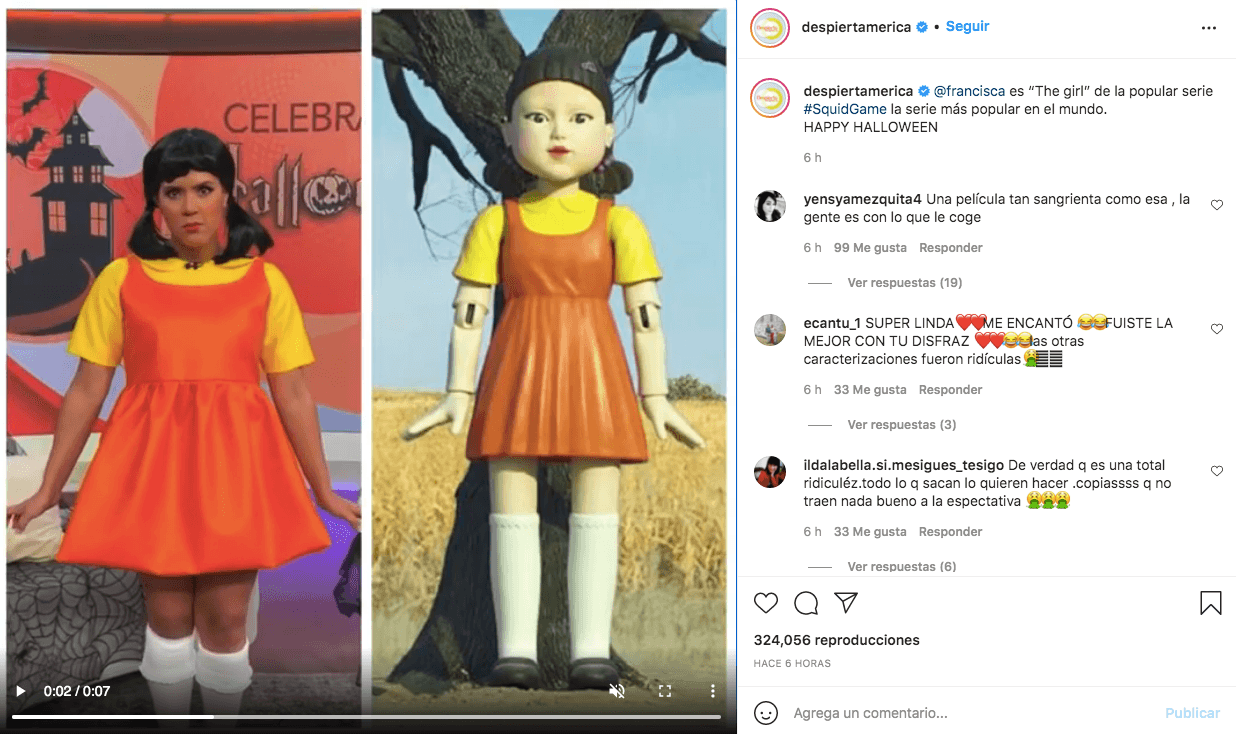 <b>Francisca</b>
<br>El viernes 29 de octubre de 2021, Francisca y el resto del
<a href="https://www.univision.com/shows/despierta-america/halloween-2021-despierta-america-disfraces-presentadores-fotos">elenco de Despierta América se sumergieron en el 'mood' de Halloween</a> y nos asombraron con sus disfraces. Nuestra Belleza Latina 2015 se convirtió en la muñeca de la exitosa serie de 'El Juego del Calamar'.