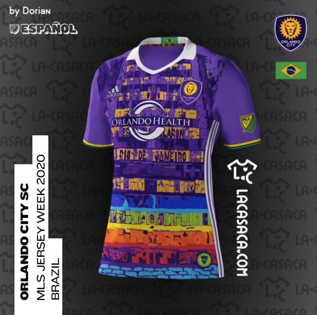 <b>Orlando City = Selección de Brasil</b>
<br>Por su grupo propietario y por jugadores célebres como Kaká, a Orlando City se lo identifica desde siempre con Brasil. Algo muy conveniente, teniendo en cuenta la buena cantidad de brasileños que viven en el estado de Florida. El impactante colorido del Carnaval de Río de Janeiro quedó plasmado en esta versión de La Casaca.