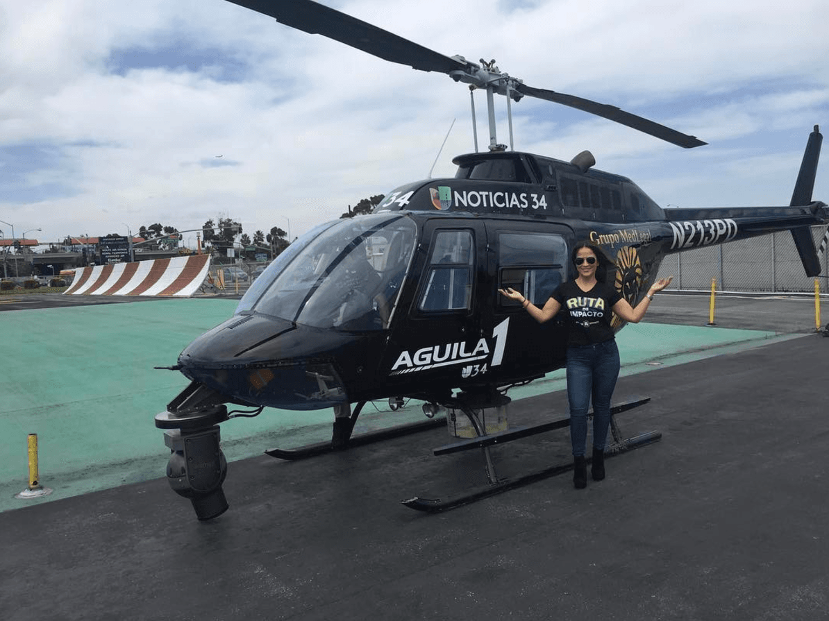 Con este helicóptero, sobrevoló el cielo de Los Ángeles para dar el pronóstico del tiempo.