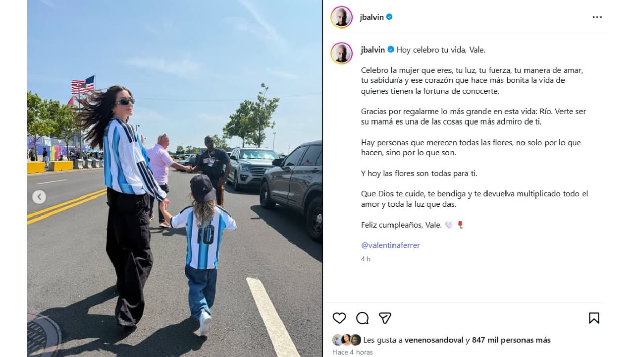 J Balvin felicitó a su expareja Valentina Ferrer por su cumpleaños.