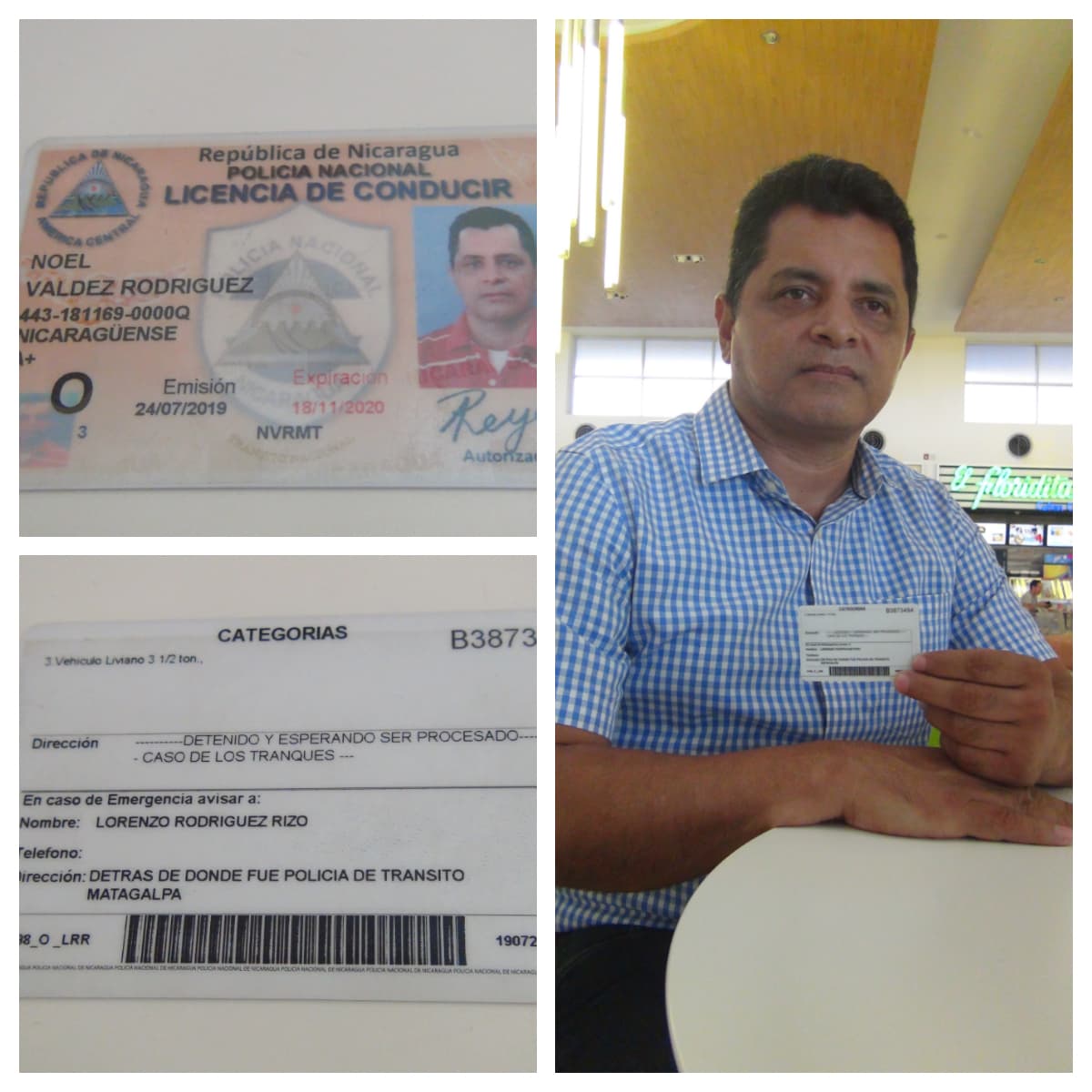 El abogado Noel Valdez Rodríguez muestra su licencia de conducir.