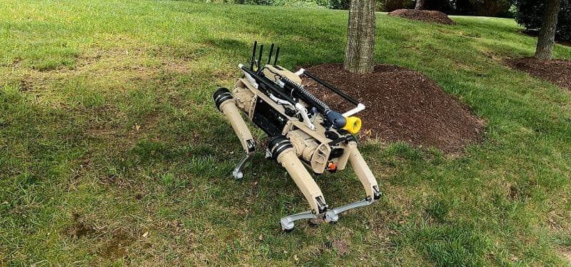 Las pruebas de los perros robot se llevana cabo en Lorton, Virginia, donde especialistas revisan la capacidad que tienen para ser manejados a larga distancia y el transporte de equipo de video que pueda transmitir en tiempo real.