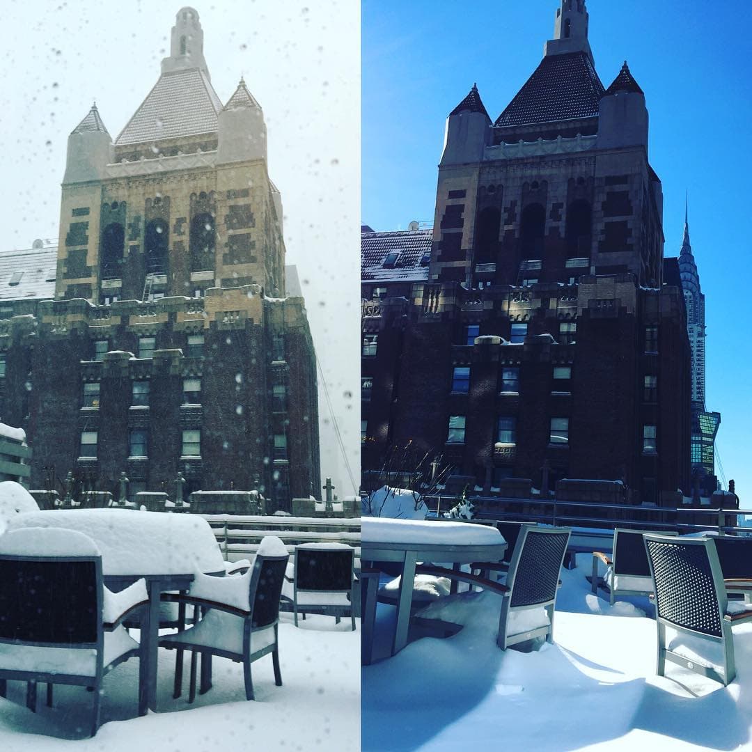 Salma Hayek tomó una foto desde su balcón.