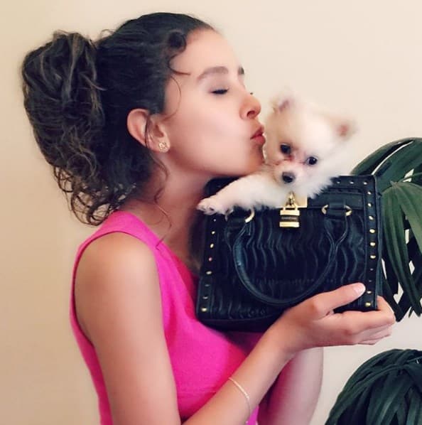 Mila es una hermosa perrita Pomerania, la productora Nathalie Lartilleux se la regaló en abril del 2016.
