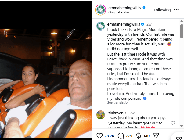 Emma Heming, esposa de Bruce Willis, publicó un mensaje que generó especulaciones.